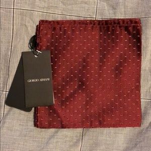 Giorgio Armani red/maroon 100% silk pocket square